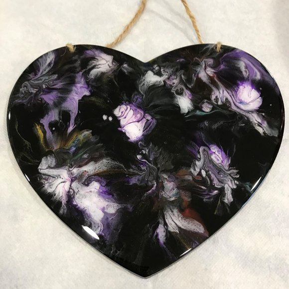 NWOT Fluid Art Wall Heart Plaque, Abstract Art
